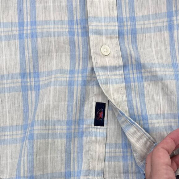 Faherty Men Size XS Blue The Movement Plaid Slim Fit Button Down Cotton Shirt - Picture 9 of 10